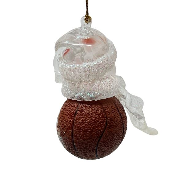 Arkansas Razorbacks Basketball Snowman Sparkly Ornament - Picture 3 of 3